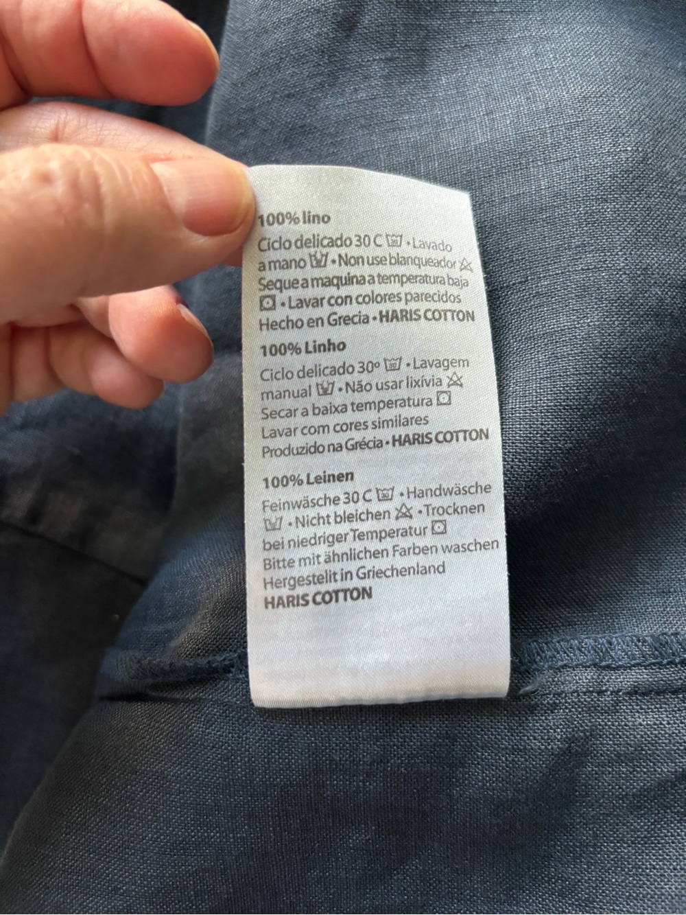 Haris Cotton 100% Linen Dark Gray Dress Pockets Made in Greece Women's Size XS-M - Picture 8 of 10